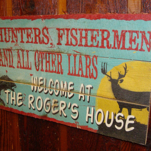 Custom, Personalized Wood Sign.  Rustic Barn Wood Lodge, Cabin Sign.  Hunting, Fishing Sign. Vintage Wood Sign Personalized.