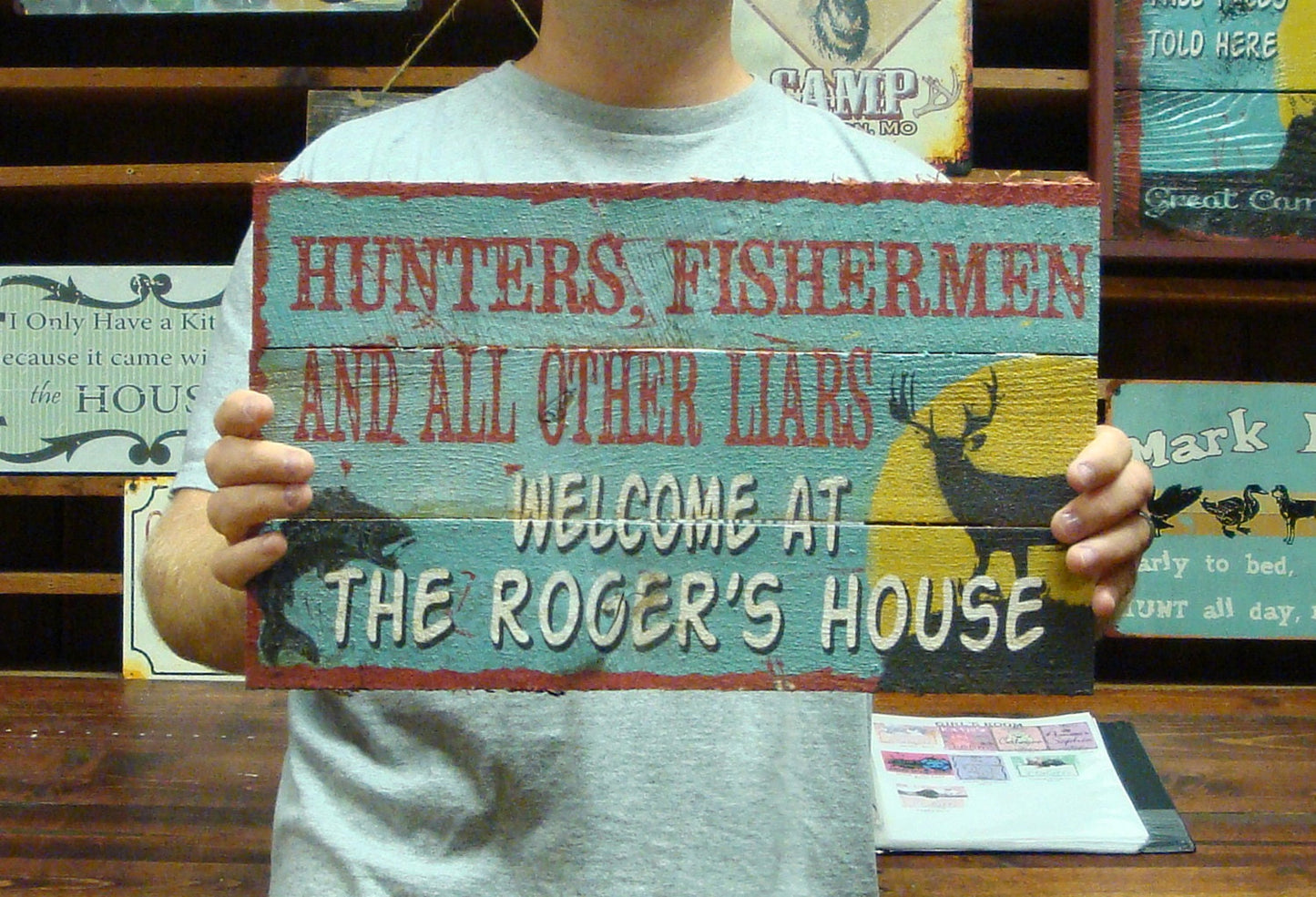 Custom, Personalized Wood Sign.  Rustic Barn Wood Lodge, Cabin Sign.  Hunting, Fishing Sign. Vintage Wood Sign Personalized.