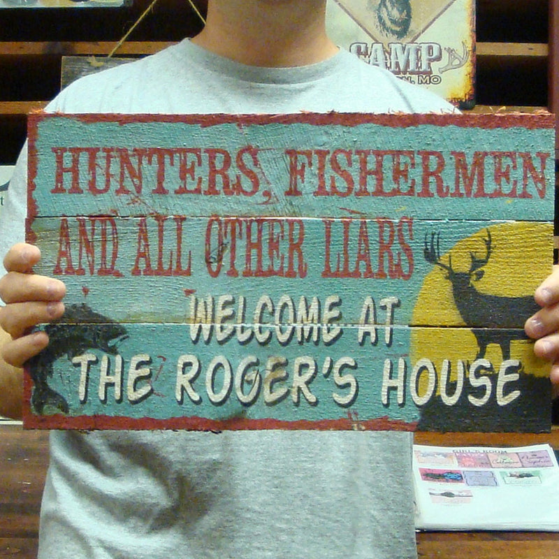 Custom, Personalized Wood Sign.  Rustic Barn Wood Lodge, Cabin Sign.  Hunting, Fishing Sign. Vintage Wood Sign Personalized.
