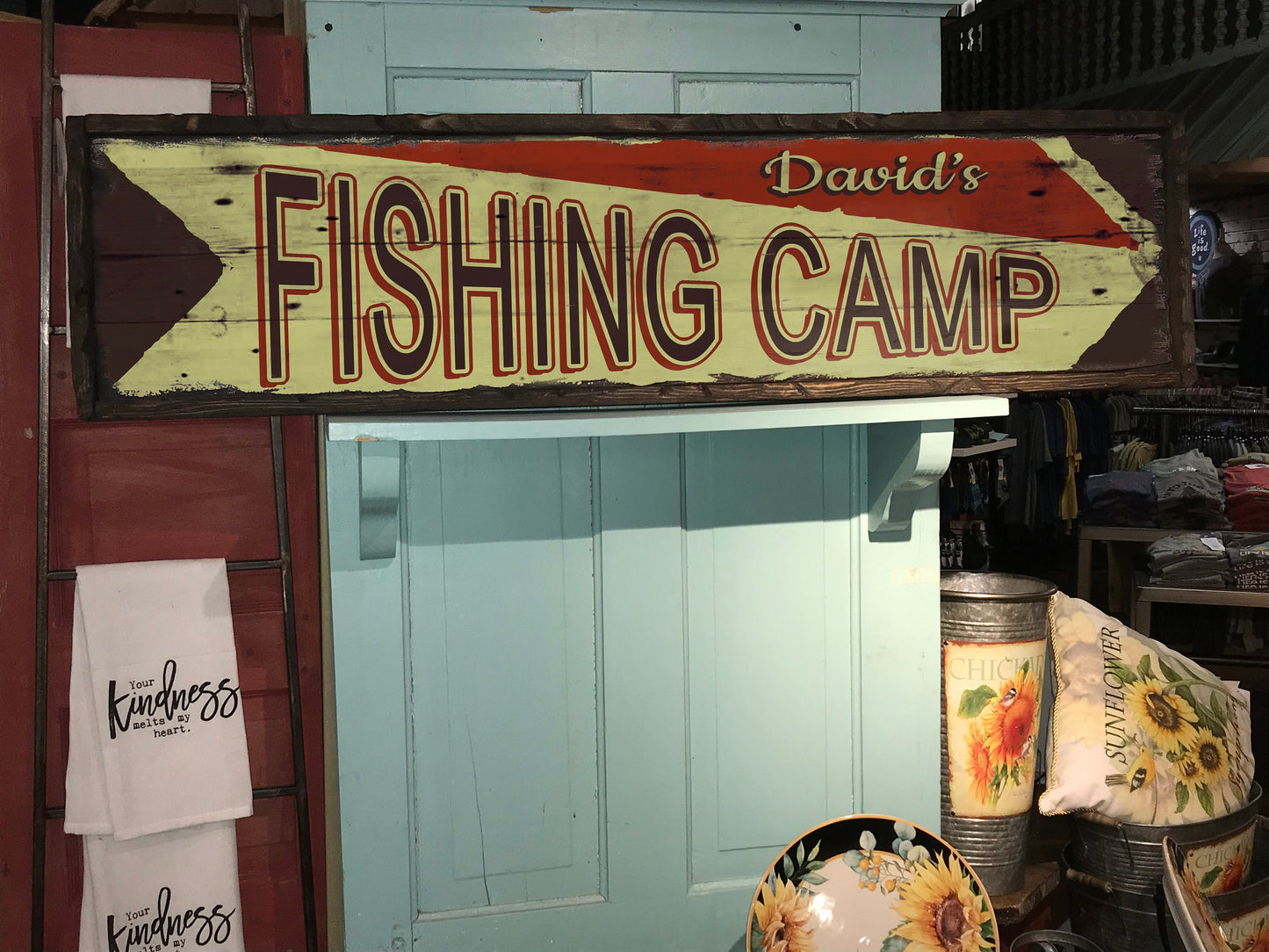 Custom Bait Shop Sign - Free Personalization. Rustic Barn Wood