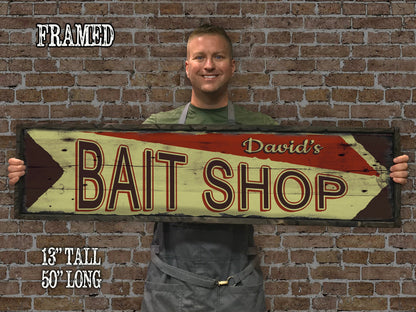 Custom Bait Shop Sign - Free Personalization. Rustic Barn Wood