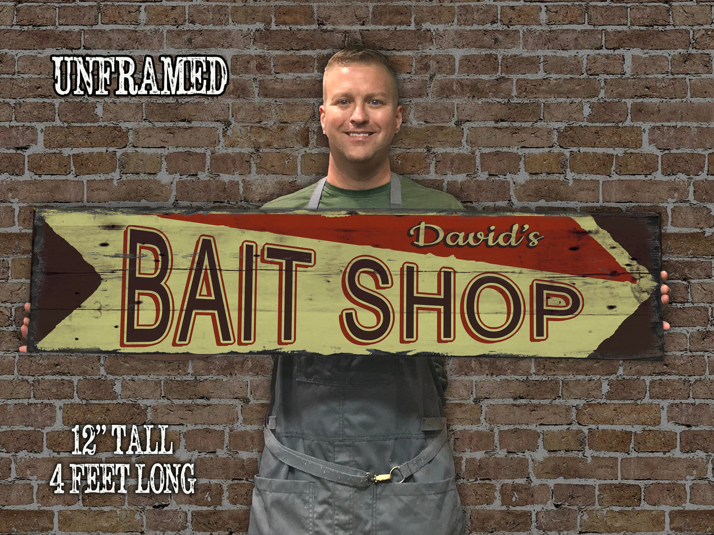 Custom Bait Shop Sign - Free Personalization. Rustic Barn Wood