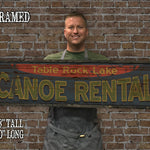 Fun Canoe Rental Lake House Sign - Free Personalization. Rustic Barn Wood