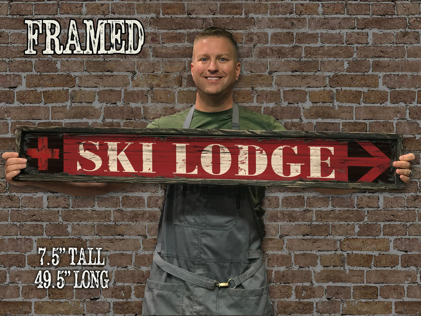 SKI LODGE Vintage Sign on Rustic Barn Wood. Handcrafted Ski Sign