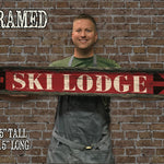 SKI LODGE Vintage Sign on Rustic Barn Wood. Handcrafted Ski Sign