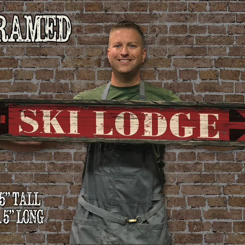 SKI LODGE Vintage Sign on Rustic Barn Wood. Handcrafted Ski Sign