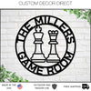 Board Game Sign, Custom Chess Sign, Personalized, Metal Chess Piece, Board game room sign, Gaming room, Gaming room house decor