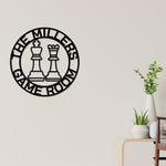 Board Game Sign, Custom Chess Sign, Personalized, Metal Chess Piece, Board game room sign, Gaming room, Gaming room house decor