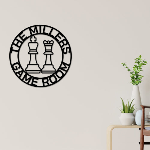 Board Game Sign, Custom Chess Sign, Personalized, Metal Chess Piece, Board game room sign, Gaming room, Gaming room house decor