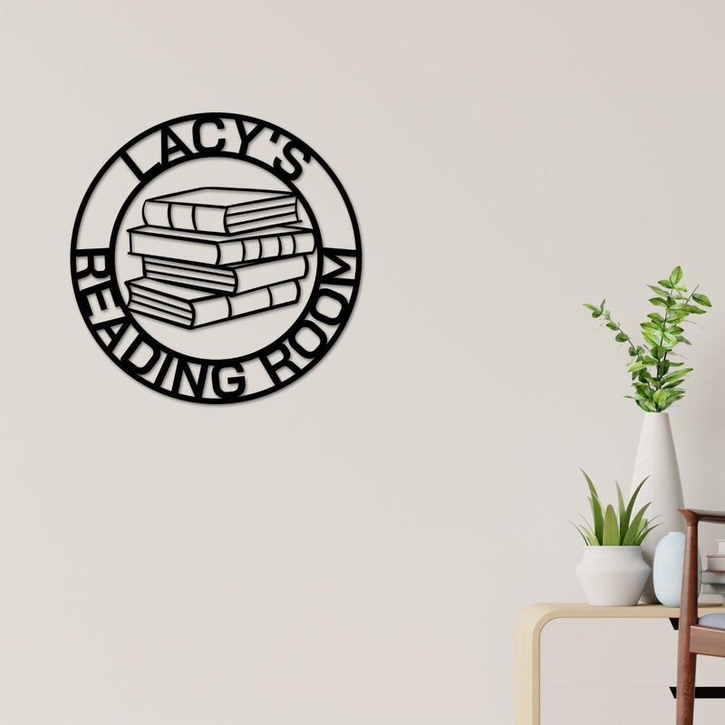 Reading Room Sign, Custom Library Sign, Personalized, Metal book Sign, Reader Gift, Book Library Teacher Decor, Gifts for Teacher School