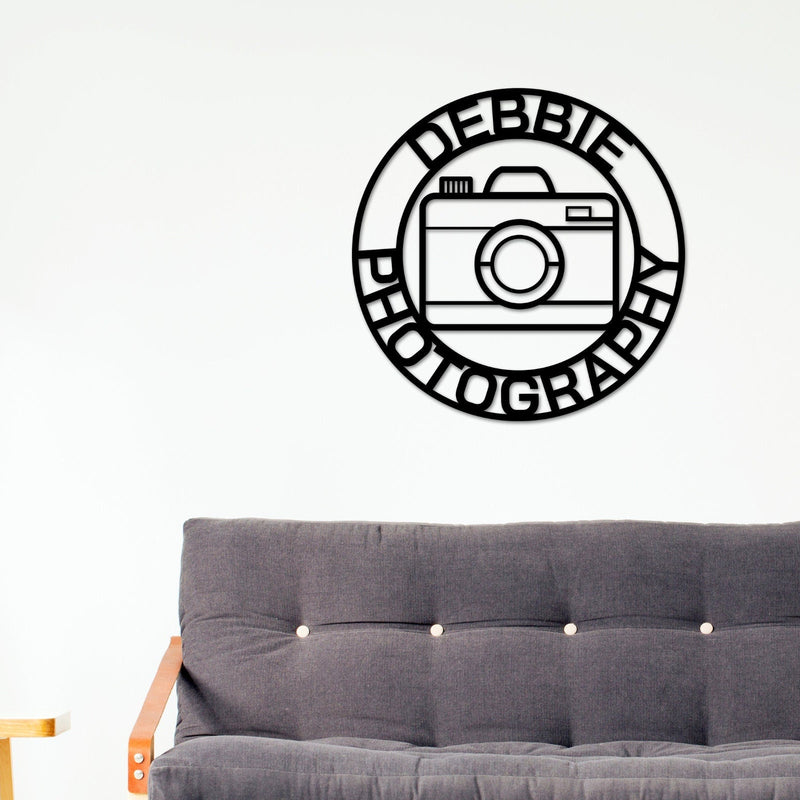 Photography Sign, Custom Photographer Sign, Personalized, Metal Camera Sign, Photographer Gift, Camera Studio Decor, Gifts for Photographer