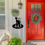 Halloween House Number Sign, Custom Halloween Address Sign, Black Cat Address Sign, Outdoor House Number
