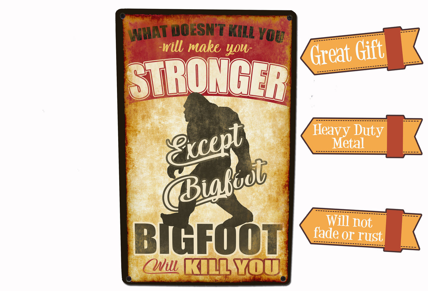 Bigfoot Sign - Quality Metal. Use Indoors or Outdoors