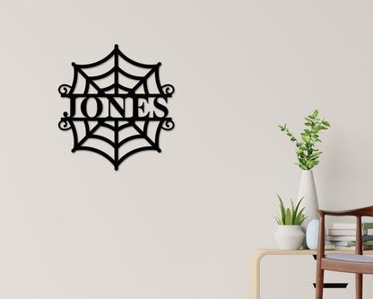 Spider Web Custom Monogram Metal Sign, Halloween Door Hanger, Halloween Decor, Fall Decor, Fall Wreath, Halloween Sign, Metal Art