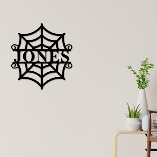 Spider Web Custom Monogram Metal Sign, Halloween Door Hanger, Halloween Decor, Fall Decor, Fall Wreath, Halloween Sign, Metal Art