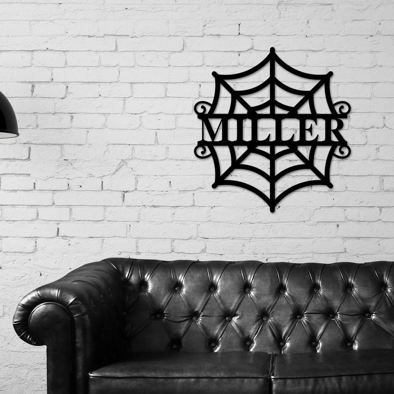Spider Web Custom Monogram Metal Sign, Halloween Door Hanger, Halloween Decor, Fall Decor, Fall Wreath, Halloween Sign, Metal Art