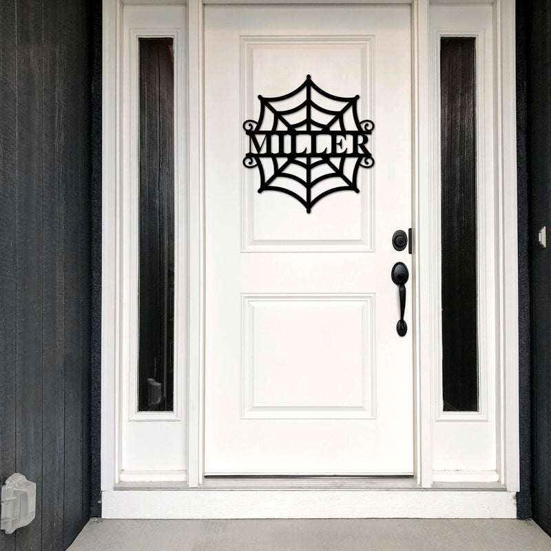 Spider Web Custom Monogram Metal Sign, Halloween Door Hanger, Halloween Decor, Fall Decor, Fall Wreath, Halloween Sign, Metal Art