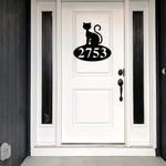 Halloween House Number Sign, Custom Halloween Address Sign, Black Cat Address Sign, Outdoor House Number