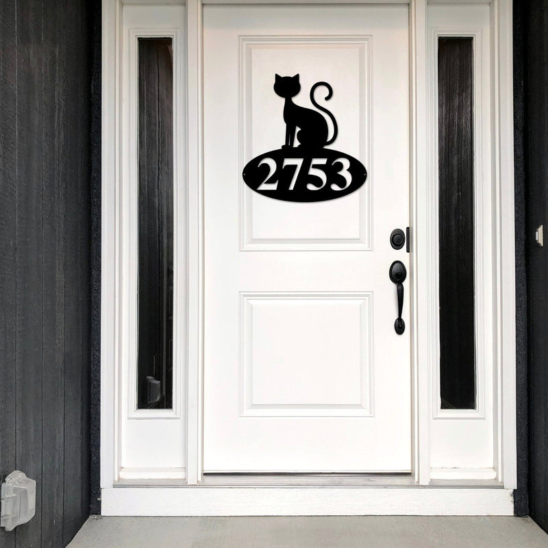 Halloween House Number Sign, Custom Halloween Address Sign, Black Cat Address Sign, Outdoor House Number