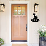 Halloween House Number Sign, Custom Halloween Address Sign, Black Cat Address Sign, Outdoor House Number