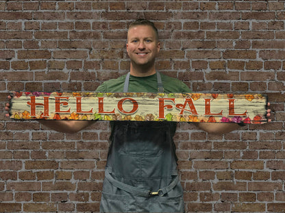 Hello Fall - Handcrafted Wooden Sign.