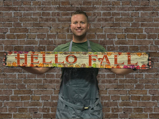 Hello Fall - Handcrafted Wooden Sign.