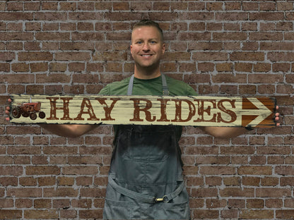 Hay Rides - Handcrafted Wooden Sign.