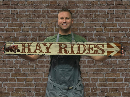 Hay Rides - Handcrafted Wooden Sign.