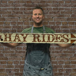 Hay Rides - Handcrafted Wooden Sign.