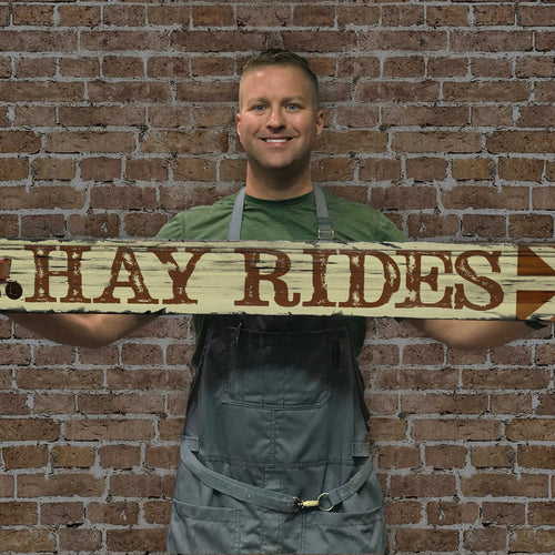 Hay Rides - Handcrafted Wooden Sign.