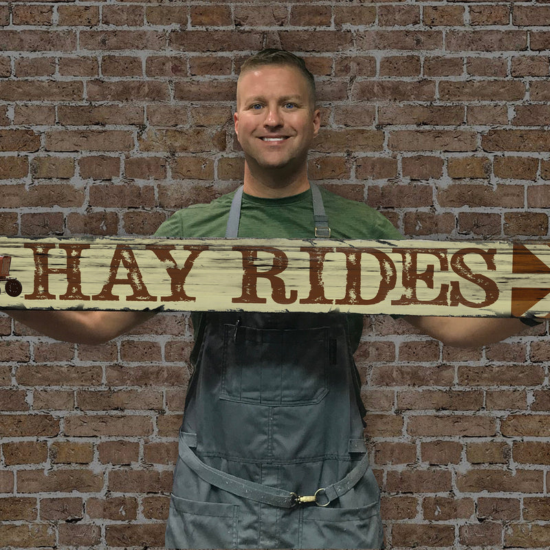 Hay Rides - Handcrafted Wooden Sign.
