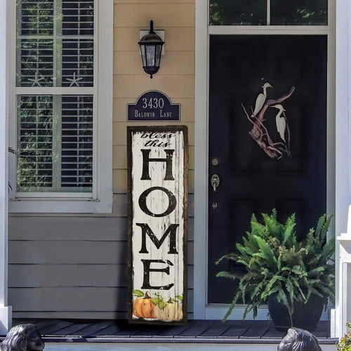 Custom Porch Sign - Bless This Home - Fall Design.