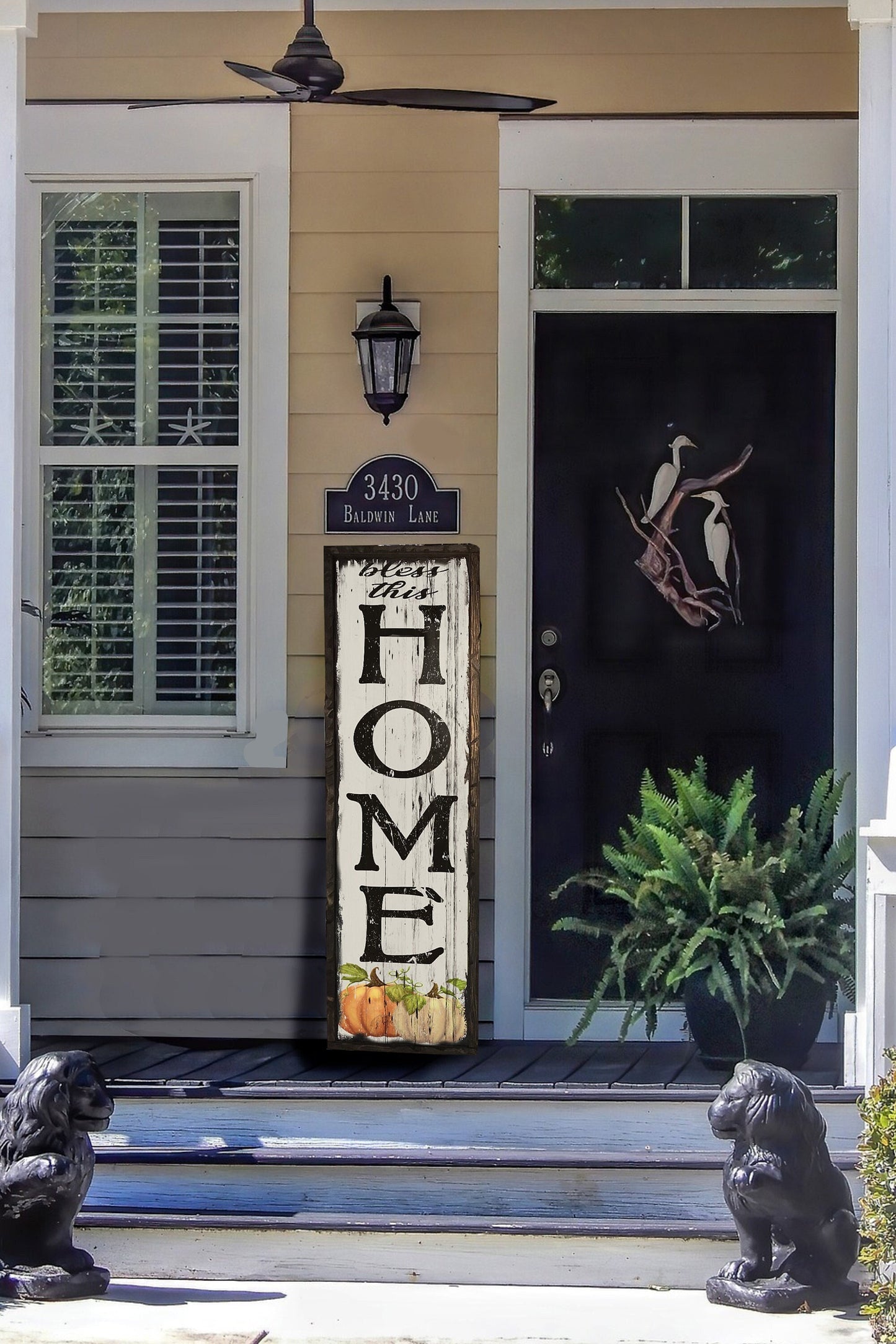 Vertical Porch Sign - Bless This Home - Fall Design.