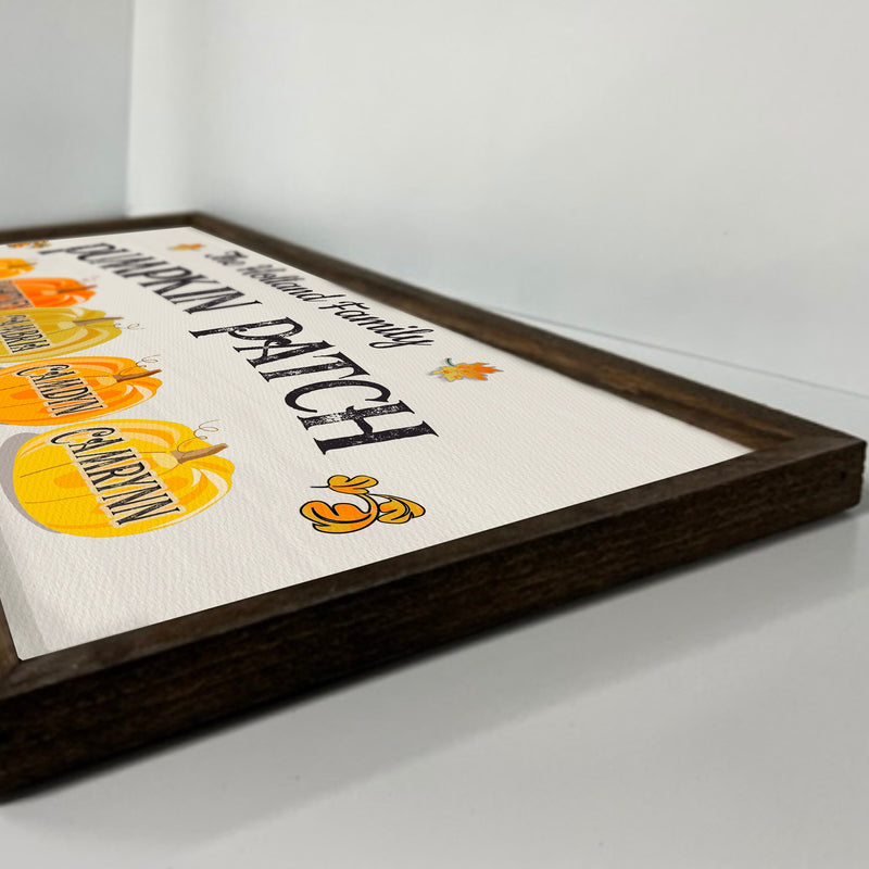 Personalized Pumpkin Patch - Wood Sign - Framed - Custom Names