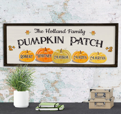 Personalized Pumpkin Patch - Wood Sign - Framed - Custom Names