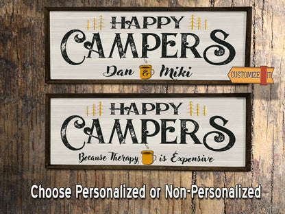 Happy Campers - Custom Sign - Handcrafted Wood Sign