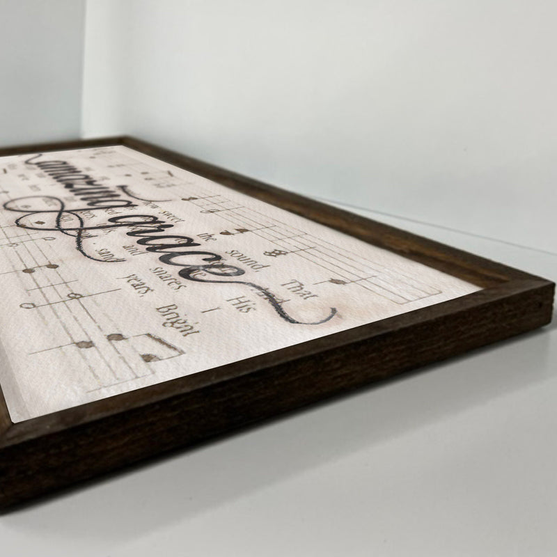 Amazing Grace - Wood Framed Sign - Music Lyrics Sign