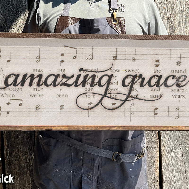 Amazing Grace - Wood Framed Sign - Music Lyrics Sign