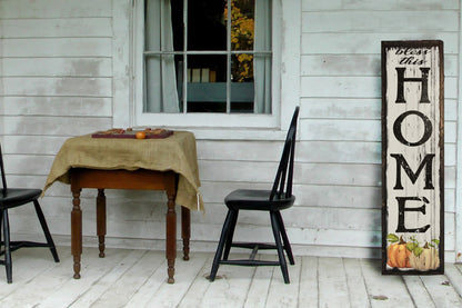 Vertical Porch Sign - Bless This Home - Fall Design.