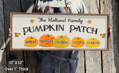 Personalized Pumpkin Patch - Wood Sign - Framed - Custom Names