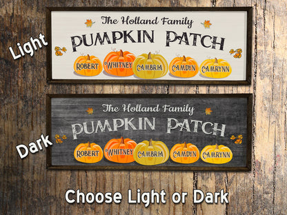 Personalized Pumpkin Patch - Wood Sign - Framed - Custom Names