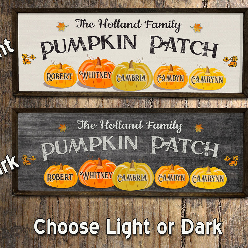 Personalized Pumpkin Patch - Wood Sign - Framed - Custom Names