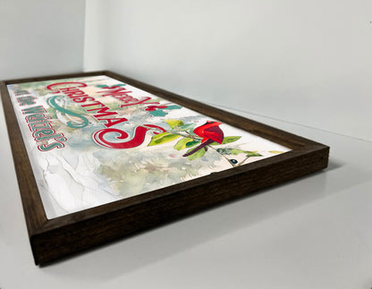 Merry Christmas at the YOUR NAME HERE - Wooden Sign - Framed Wood