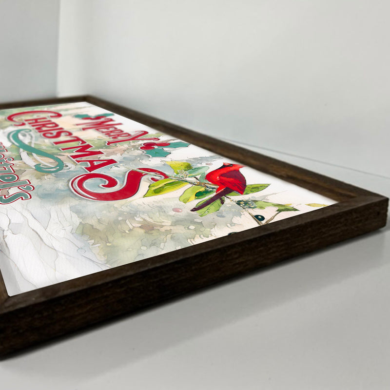 Merry Christmas at the YOUR NAME HERE - Wooden Sign - Framed Wood