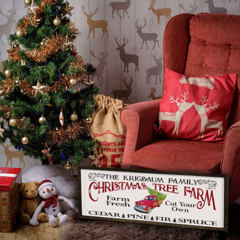 Personalized Christmas Tree Farm Sign - Wooden, Framed Sign