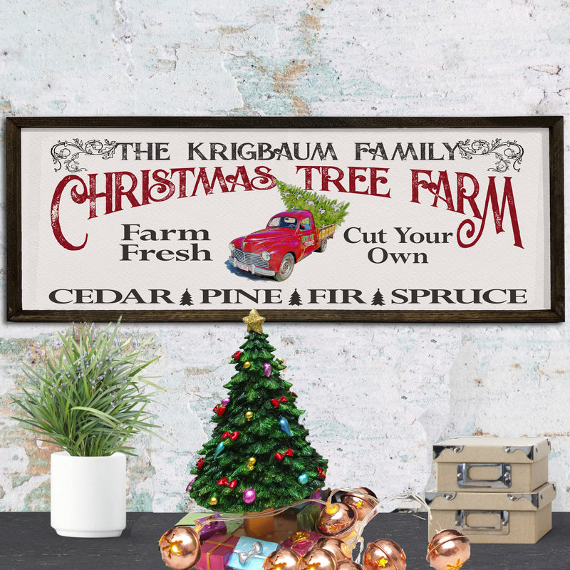 Personalized Christmas Tree Farm Sign - Wooden, Framed Sign
