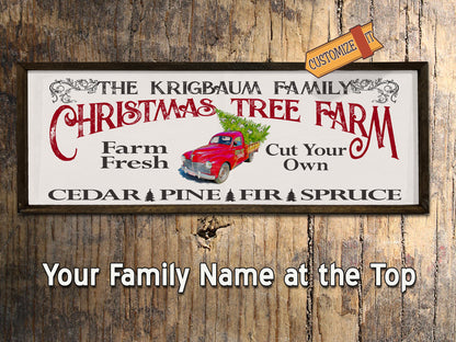 Personalized Christmas Tree Farm Sign - Wooden, Framed Sign