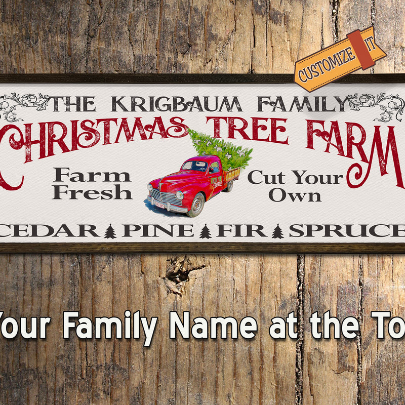 Personalized Christmas Tree Farm Sign - Wooden, Framed Sign