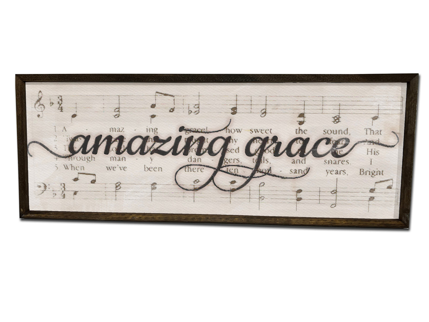 Amazing Grace - Wood Framed Sign - Music Lyrics Sign