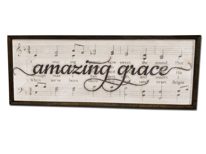 Amazing Grace - Wood Framed Sign - Music Lyrics Sign